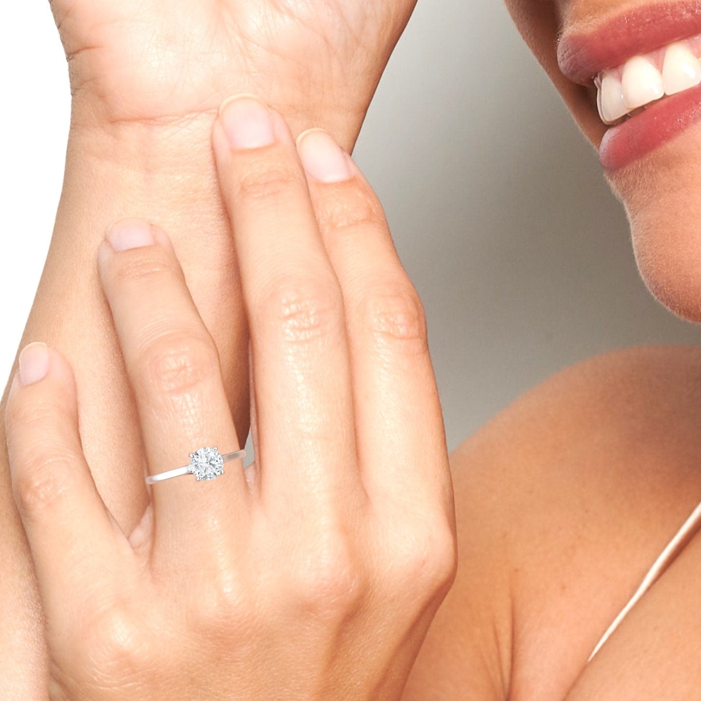 White Diamond Twisted Solitaire Engagement Ring - Bhavna