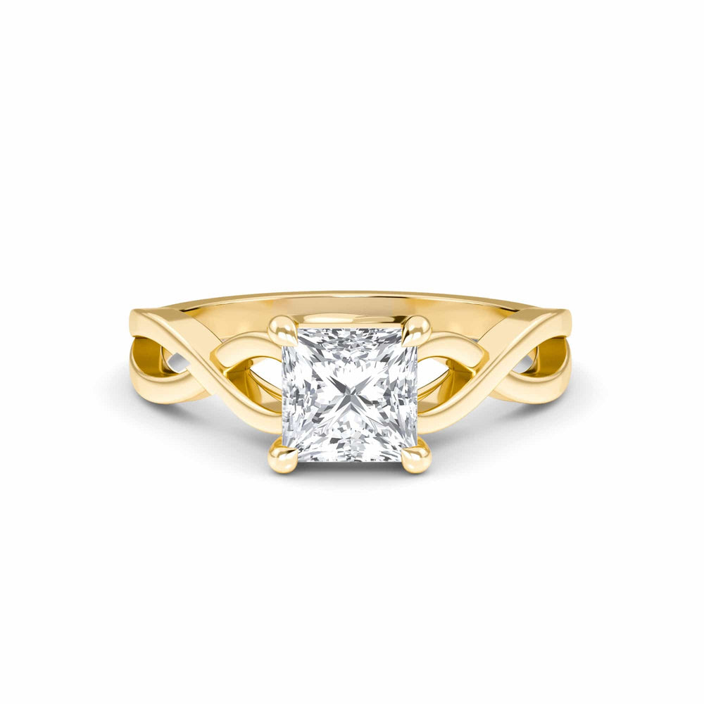 White Diamond Twisted Shank Solitaire Engagement Ring