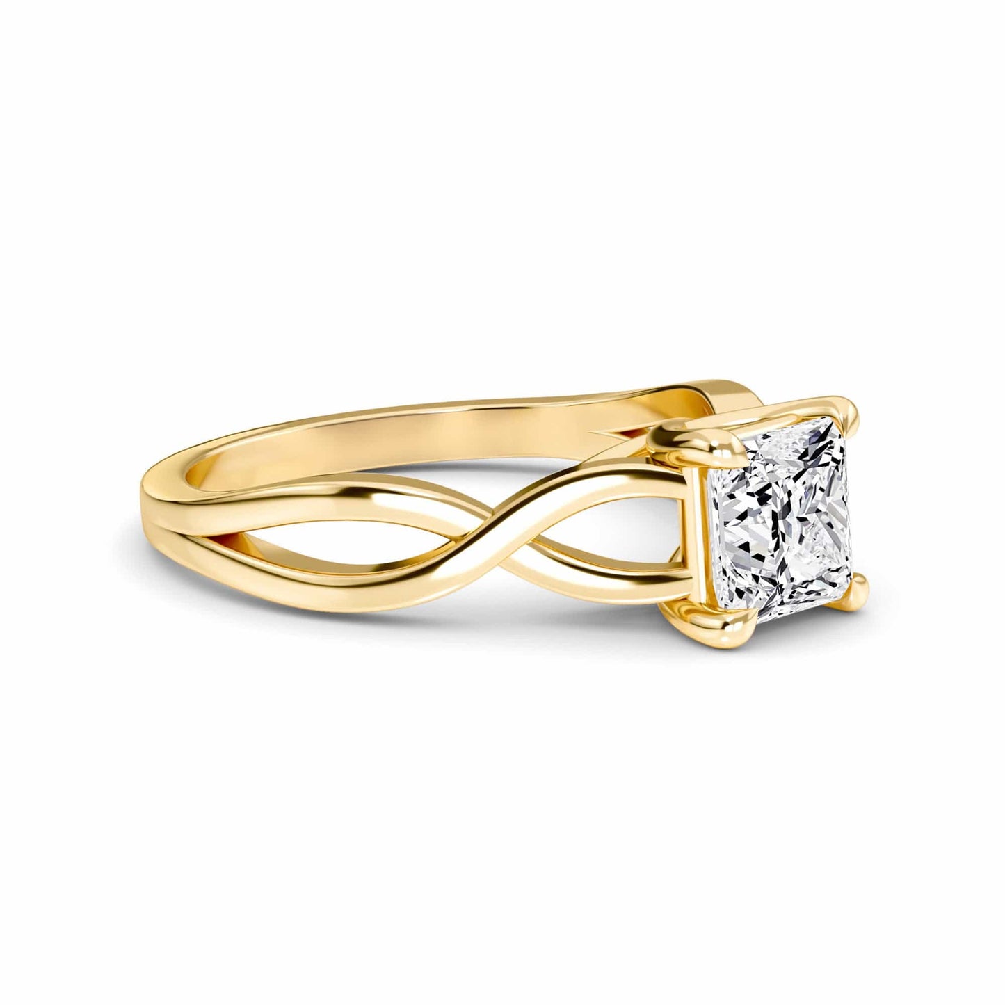 White Diamond Twisted Shank Solitaire Engagement Ring - Julianna