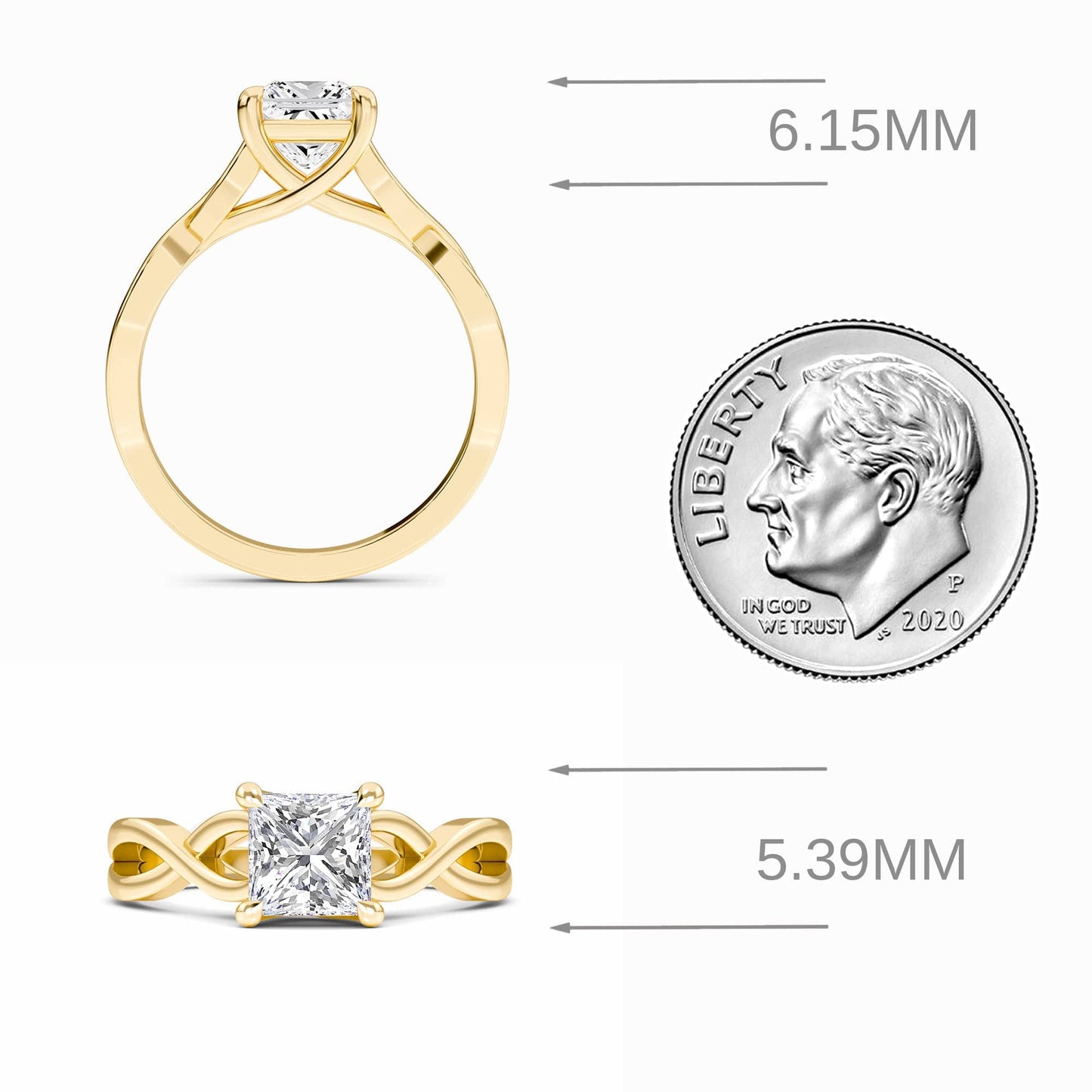 White Diamond Twisted Shank Solitaire Engagement Ring - Julianna
