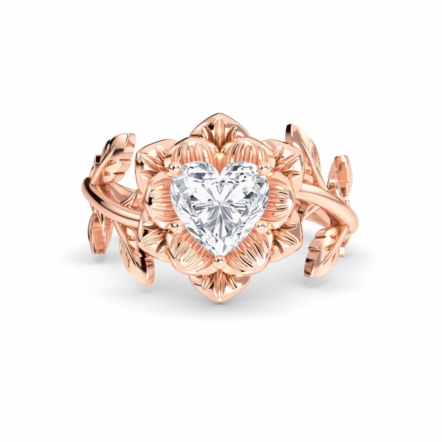 White Diamond Vintage Floral Engagement Ring - Tianyu