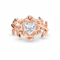 White Diamond Vintage Floral Engagement Ring - Tianyu