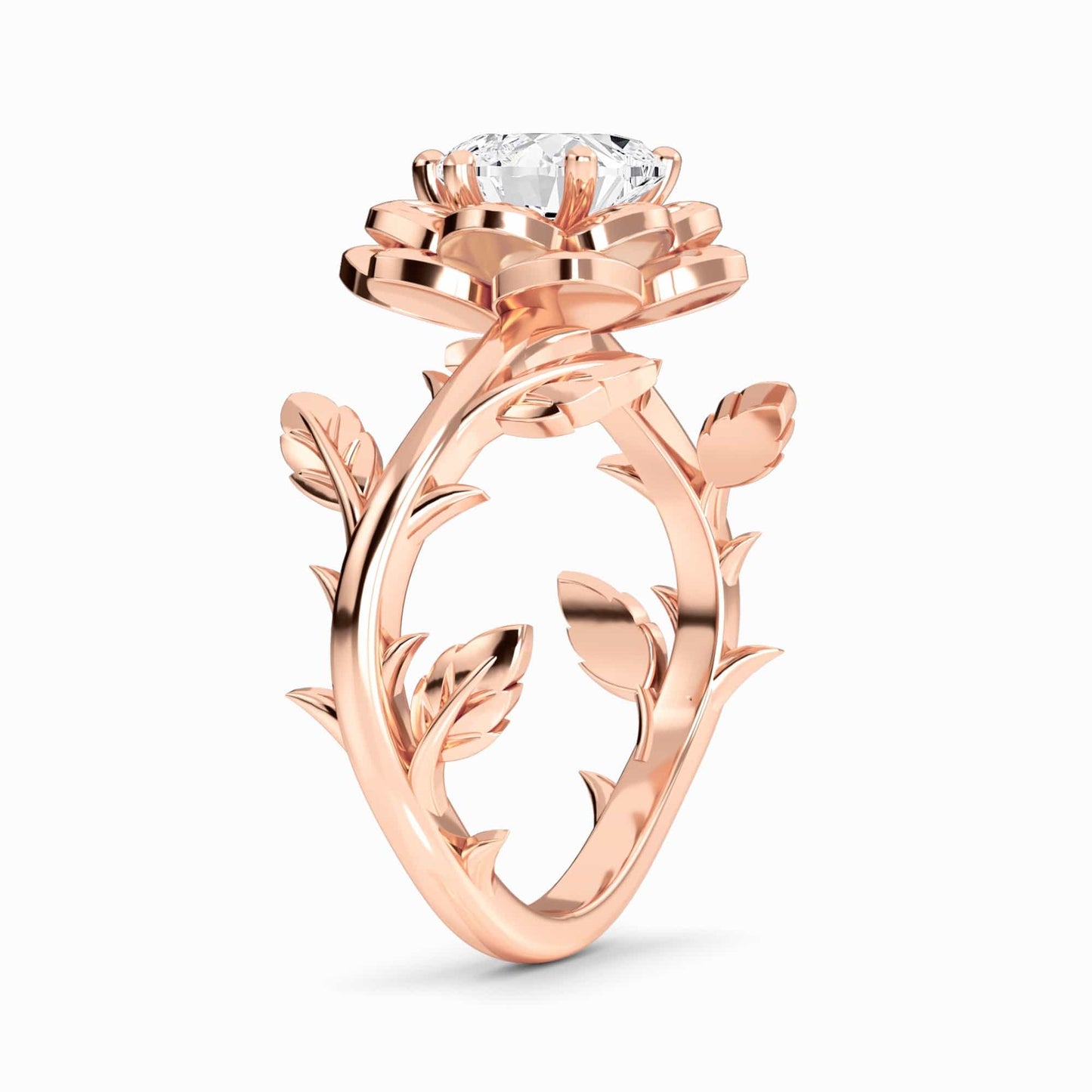 White Diamond Vintage Floral Engagement Ring - Tianyu