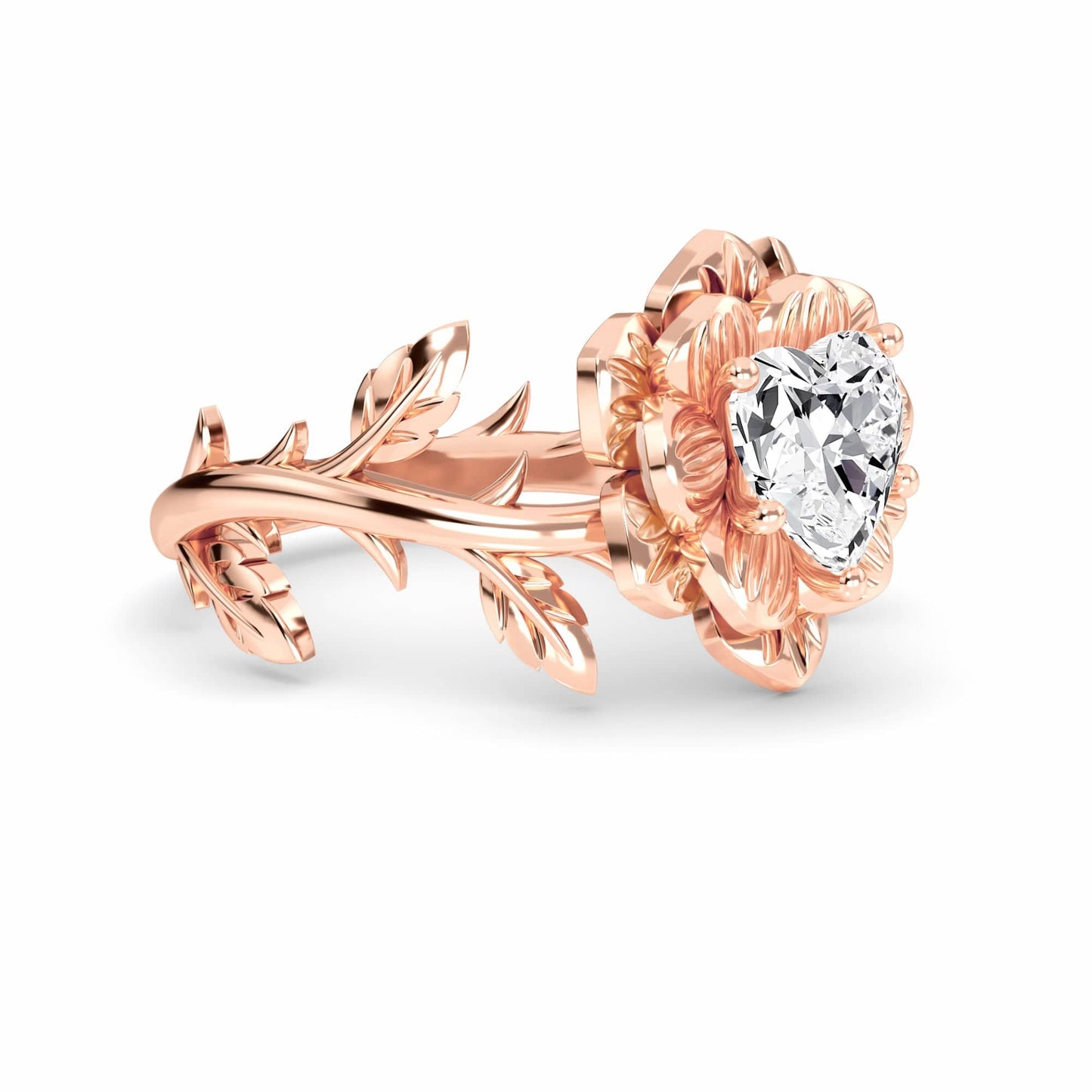 White Diamond Vintage Floral Engagement Ring - Tianyu