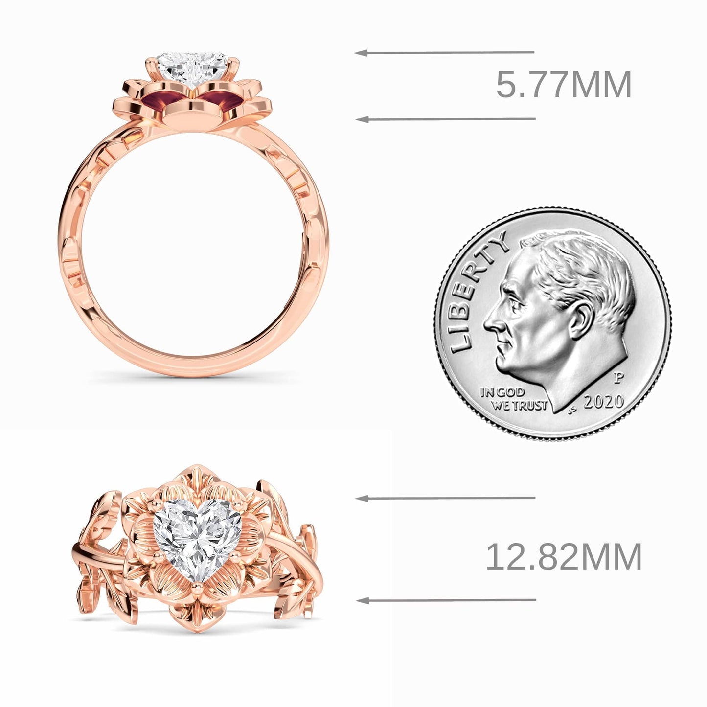 White Diamond Vintage Floral Engagement Ring - Tianyu