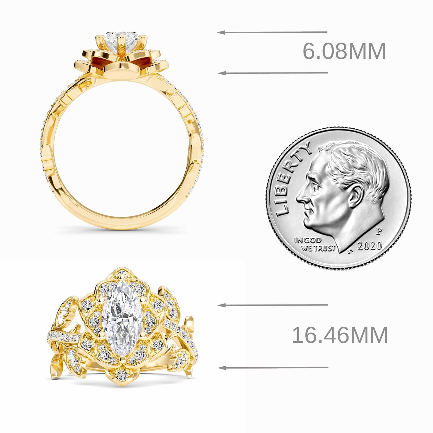 White Diamond Floral Vine Engagement Ring - Audrey