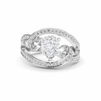 White Diamond Artistic Twist Crossover Engagement Ring - Hailey