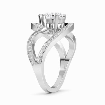 White Diamond Artistic Twist Crossover Engagement Ring - Hailey