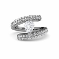 White Diamond Modern Spiral Wrap Solitaire Engagement Ring - Grace