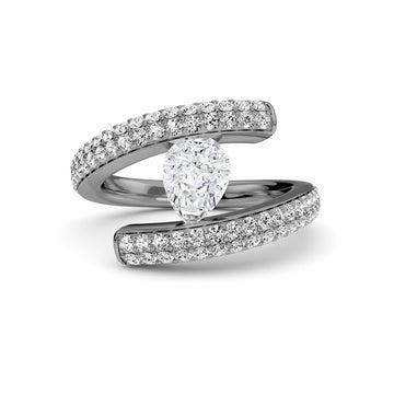 White Diamond Modern Spiral Wrap Solitaire Engagement Ring - Grace