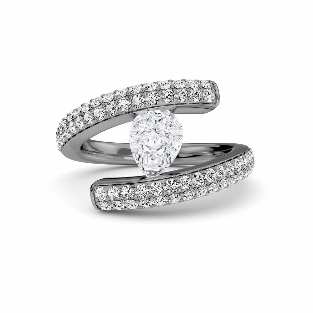 White Diamond Modern Spiral Wrap Solitaire Engagement Ring