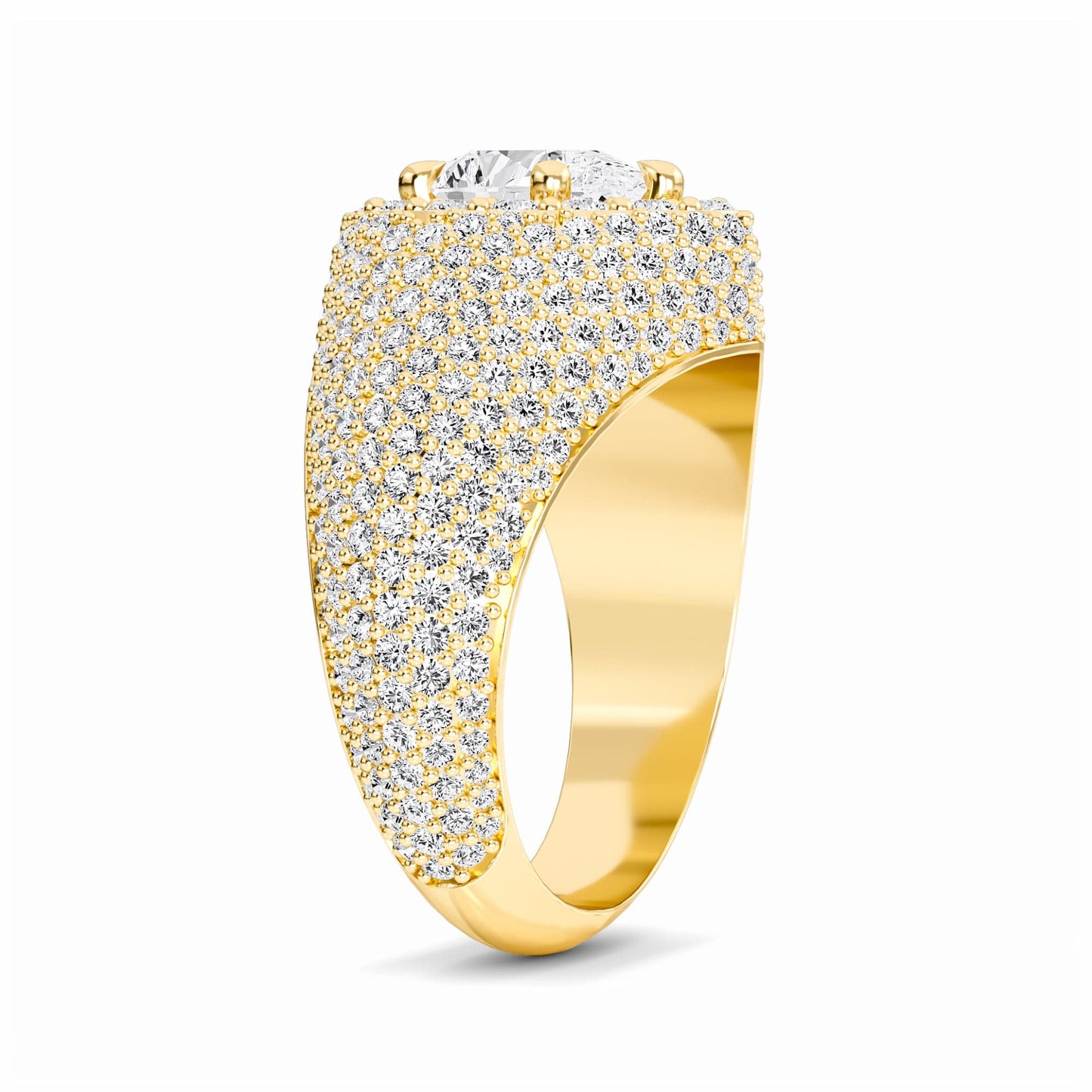 White Diamond Dome Pave Cocktail Engagement Ring - Mackenzie