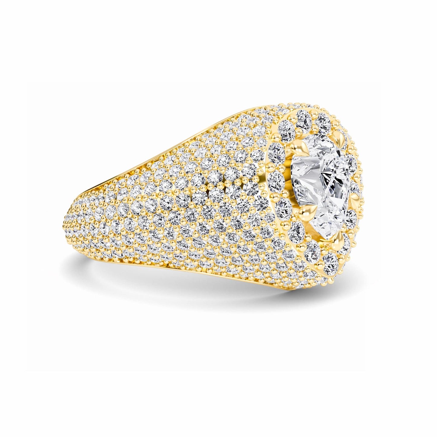 White Diamond Dome Pave Cocktail Engagement Ring - Mackenzie