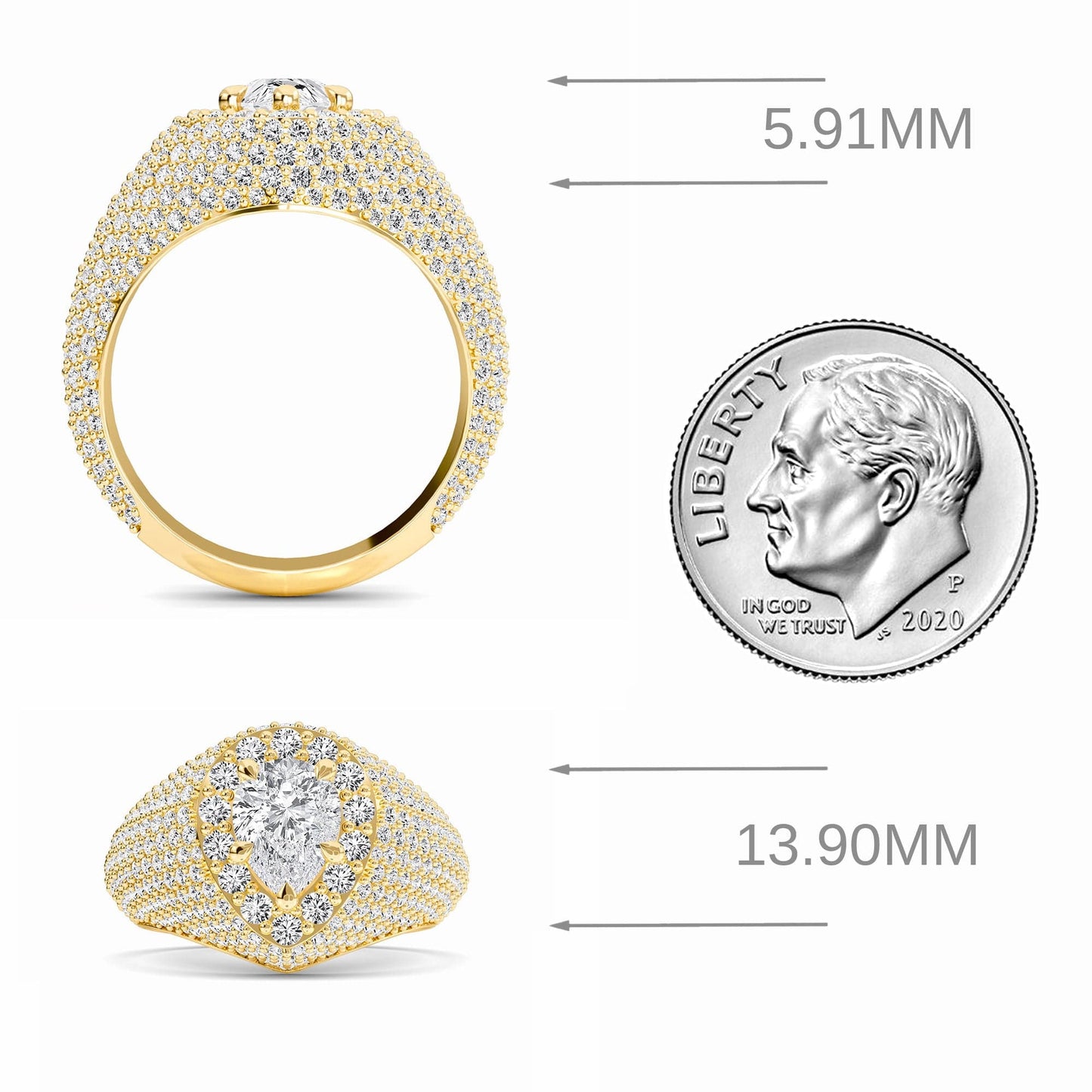 White Diamond Dome Pave Cocktail Engagement Ring - Mackenzie