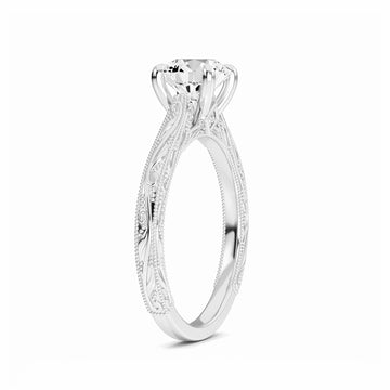 White Diamond Delicate Vine-Inspired Engagement Ring - Gianna