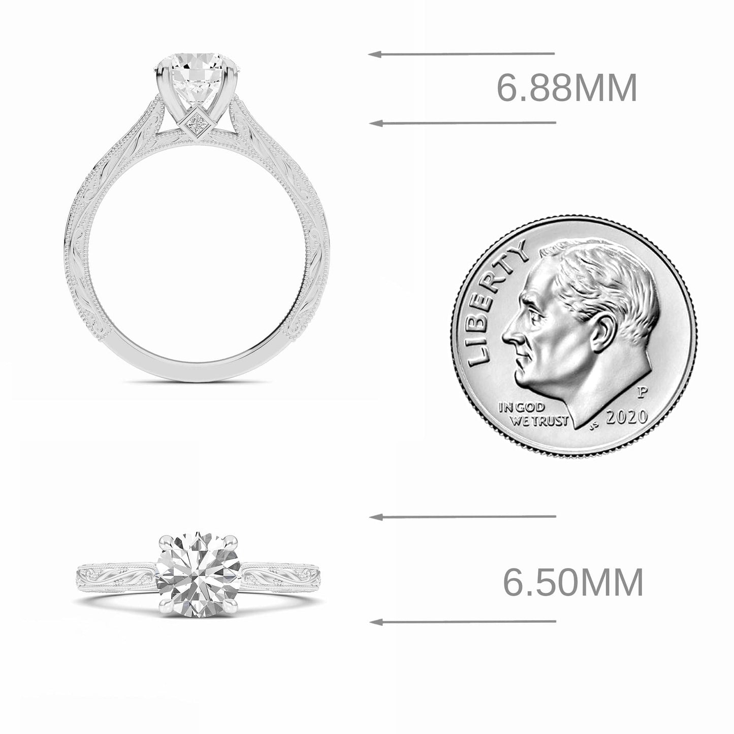 White Diamond Delicate Vine-Inspired Engagement Ring - Gianna