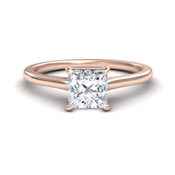 White Diamond V Prong Solitaire Engagement Ring - Farah