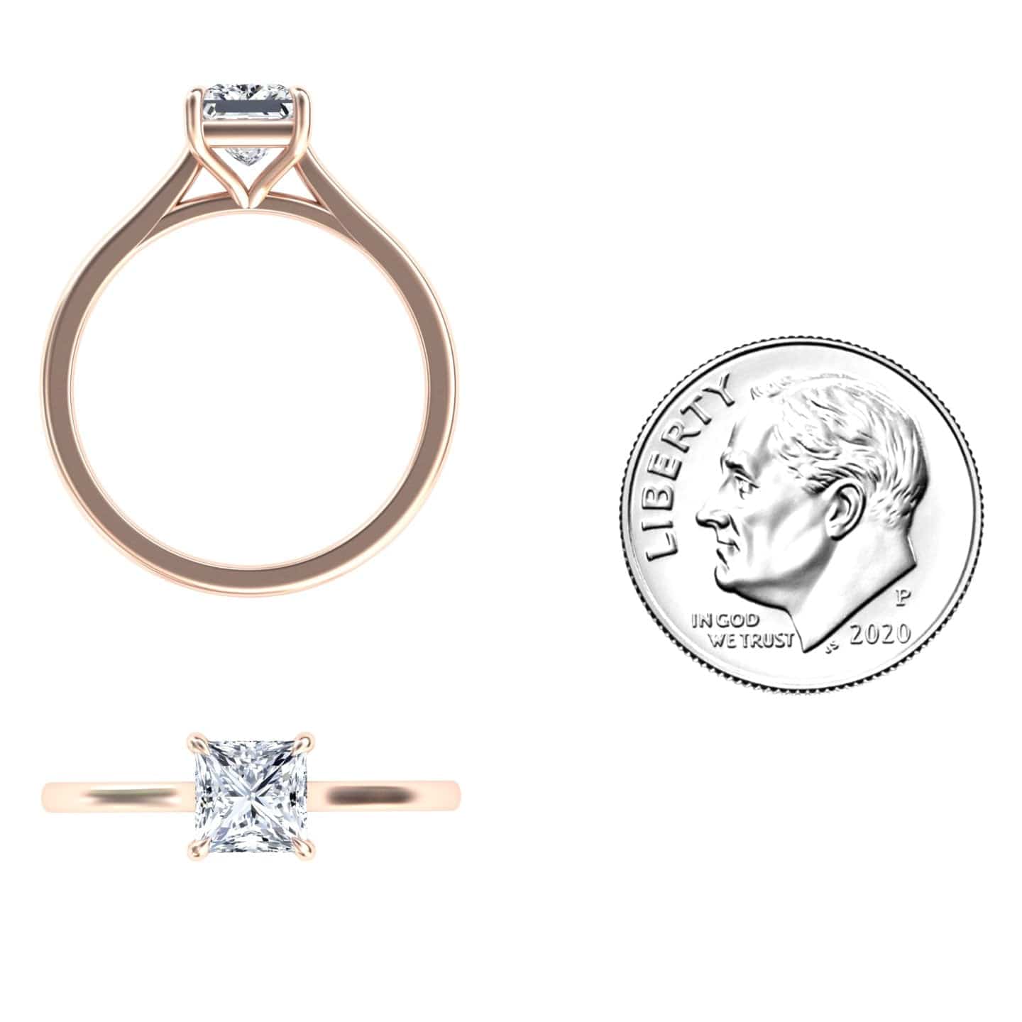 White Diamond V Prong Solitaire Engagement Ring - Farah