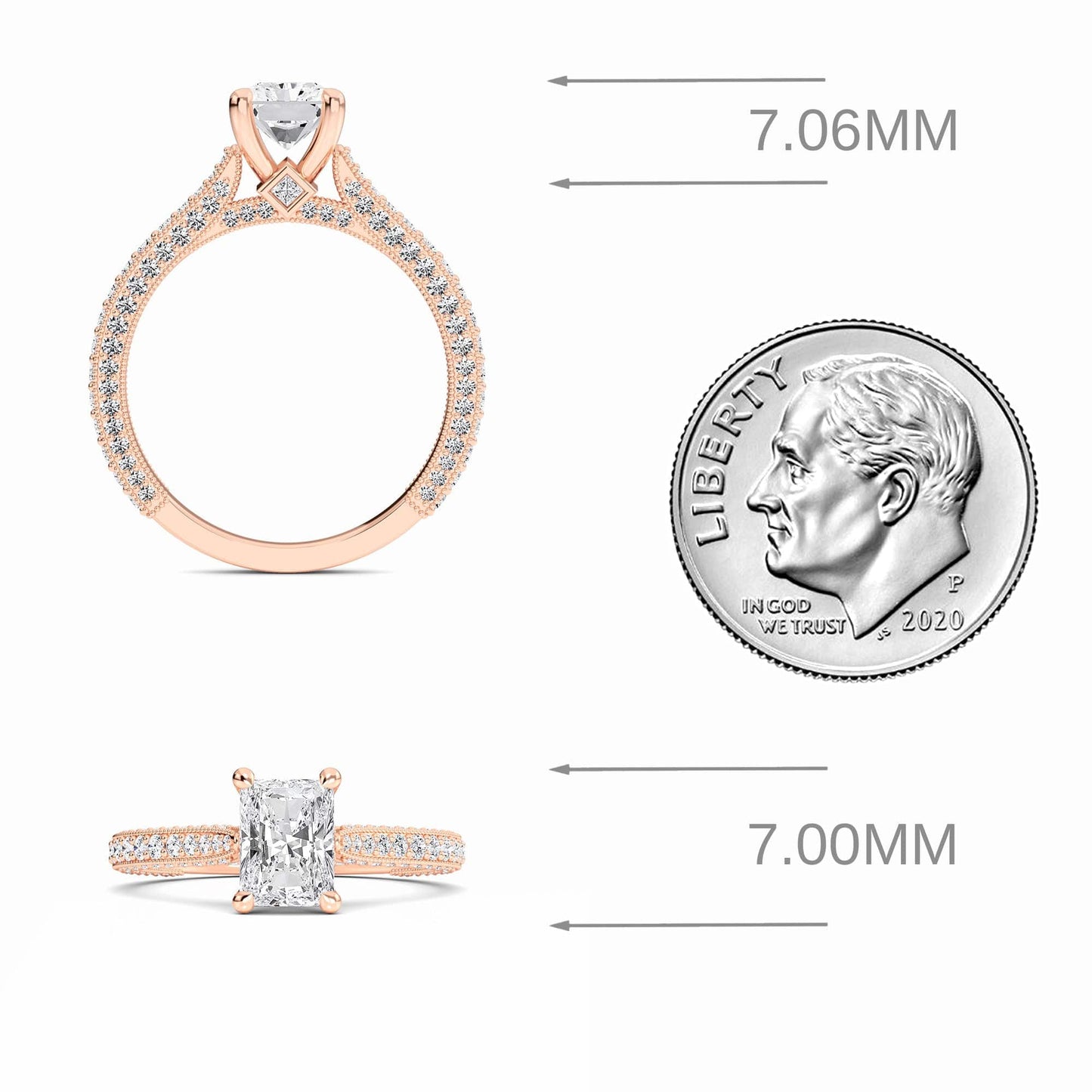 White Diamond Delicate Pave Band Solitaire Engagement Ring - Madelyn