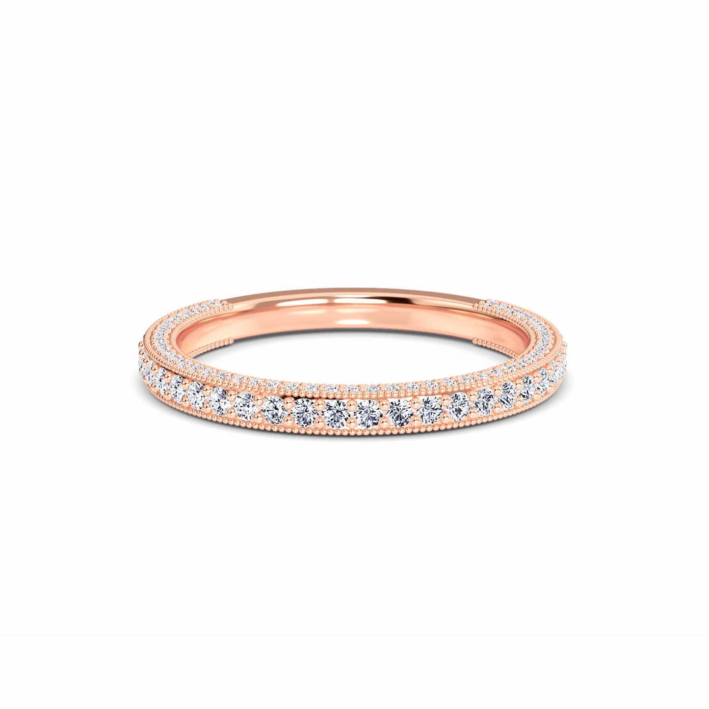 White Diamond Classic Solitaire Milgrain Bridal Engagement Ring - Rebecca