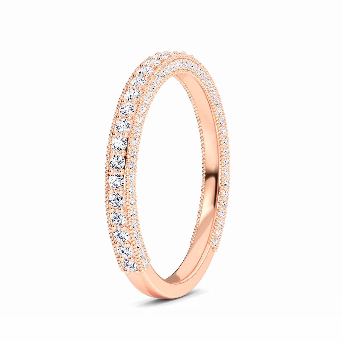 White Diamond Classic Solitaire Milgrain Bridal Engagement Ring - Rebecca