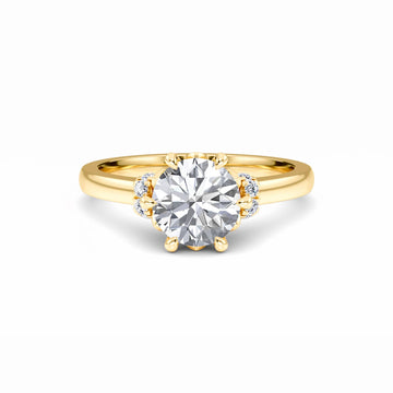 White Diamond Elegant Three-Stone Petite Accented Engagement Ring - Nicole