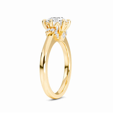 White Diamond Elegant Three-Stone Petite Accented Engagement Ring - Nicole