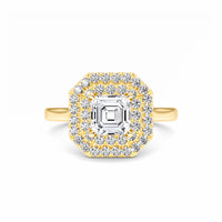 White Diamond Double Halo Engagement Ring - Aaliyah