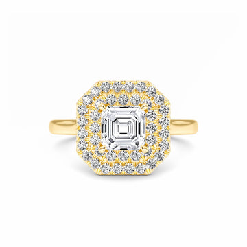 White Diamond Double Halo Engagement Ring - Aaliyah