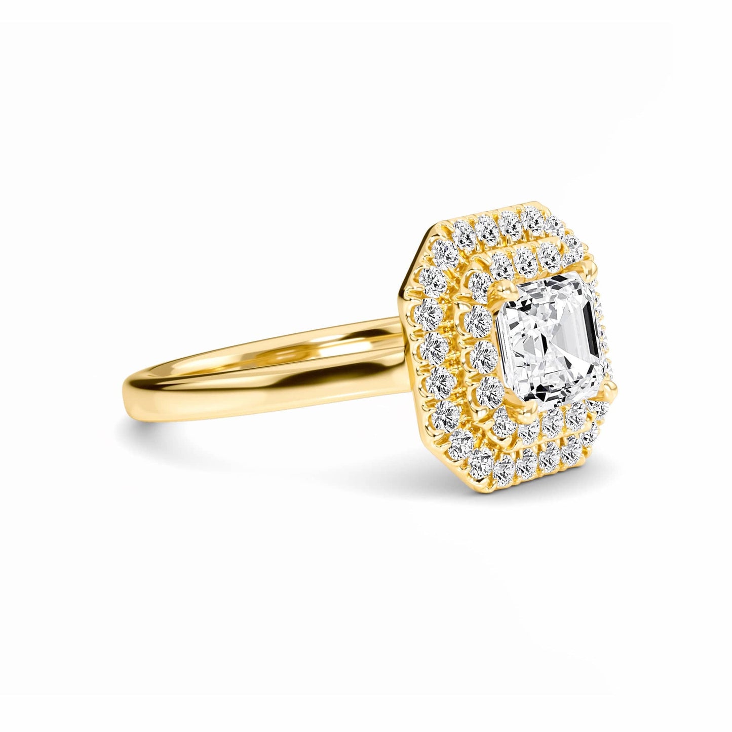 White Diamond Double Halo Engagement Ring - Aaliyah