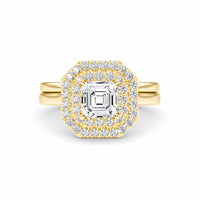 White Diamond Double Halo Bridal Set Engagement Ring - Wendy