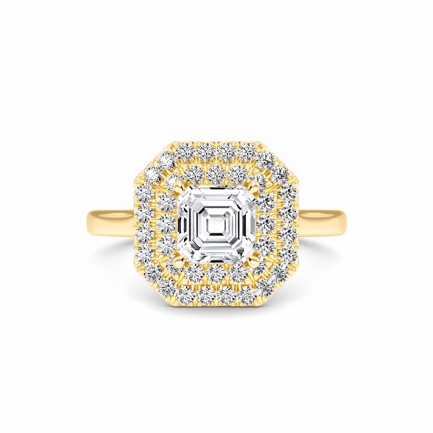 White Diamond Double Halo Bridal Set Engagement Ring - Wendy