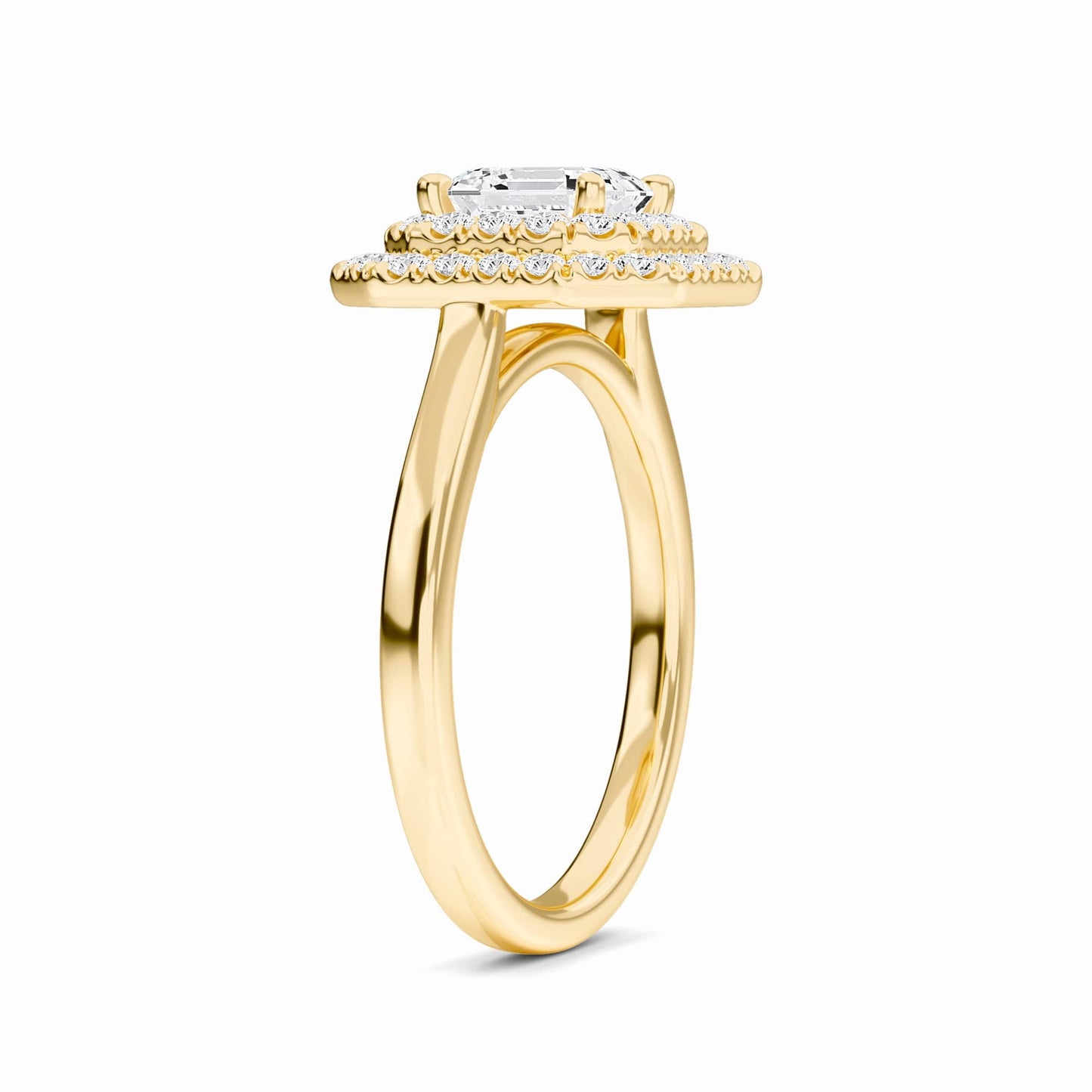 White Diamond Double Halo Bridal Set Engagement Ring - Wendy