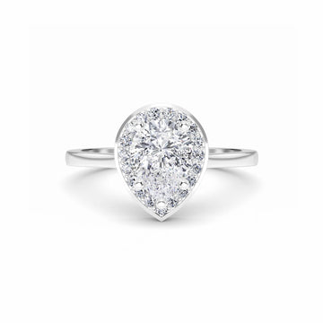 White Diamond Classic Halo Engagement Ring - Madeline