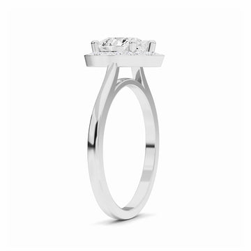 White Diamond Classic Halo Engagement Ring - Madeline
