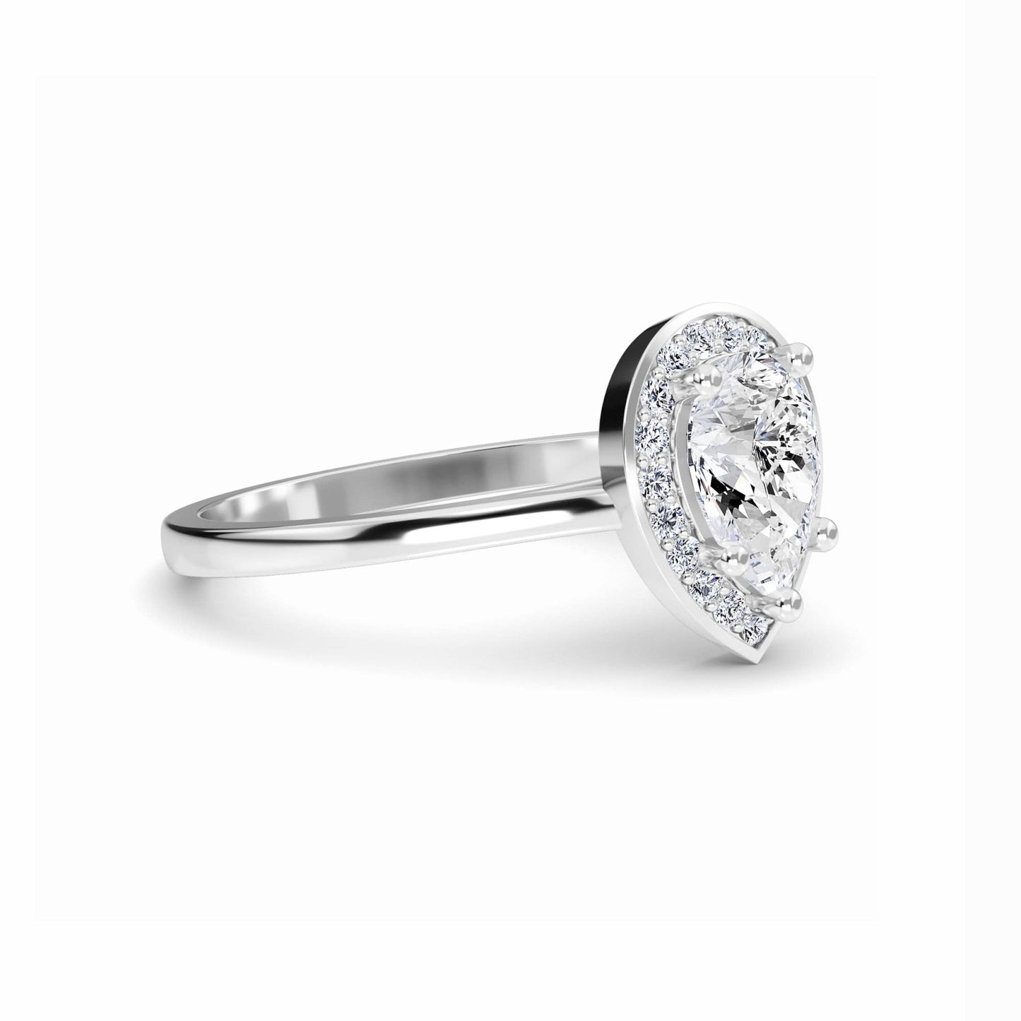 White Diamond Classic Halo Engagement Ring - Madeline