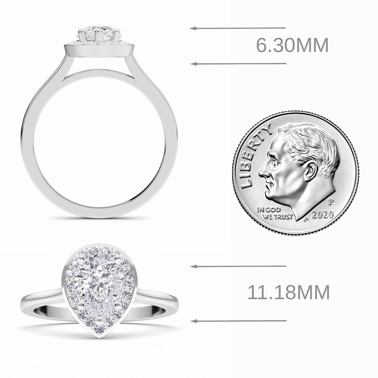 White Diamond Classic Halo Engagement Ring - Madeline