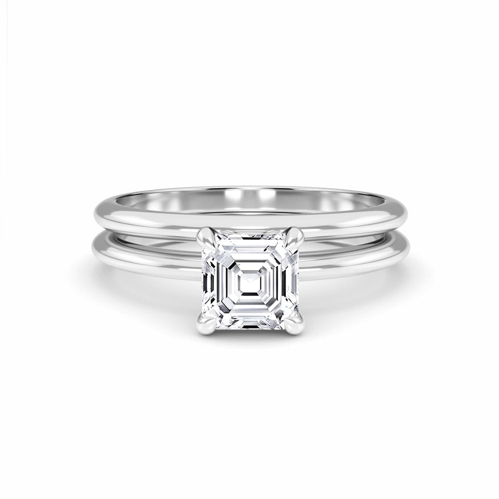 White Diamond Classic Solitaire Bridal Set Engagement Ring