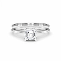 White Diamond Classic Solitaire Bridal Set Engagement Ring - Tania