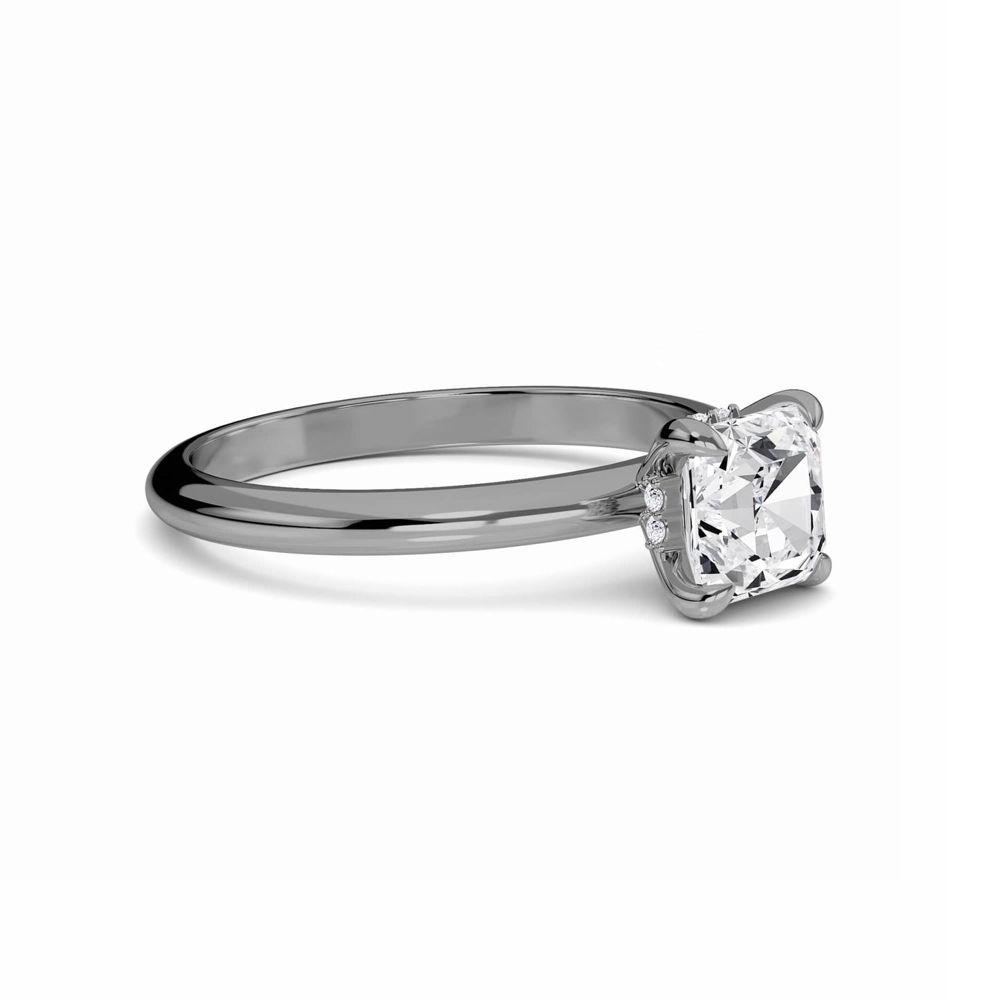 White Diamond Hidden Halo Solitaire Engagement Ring - Harmony