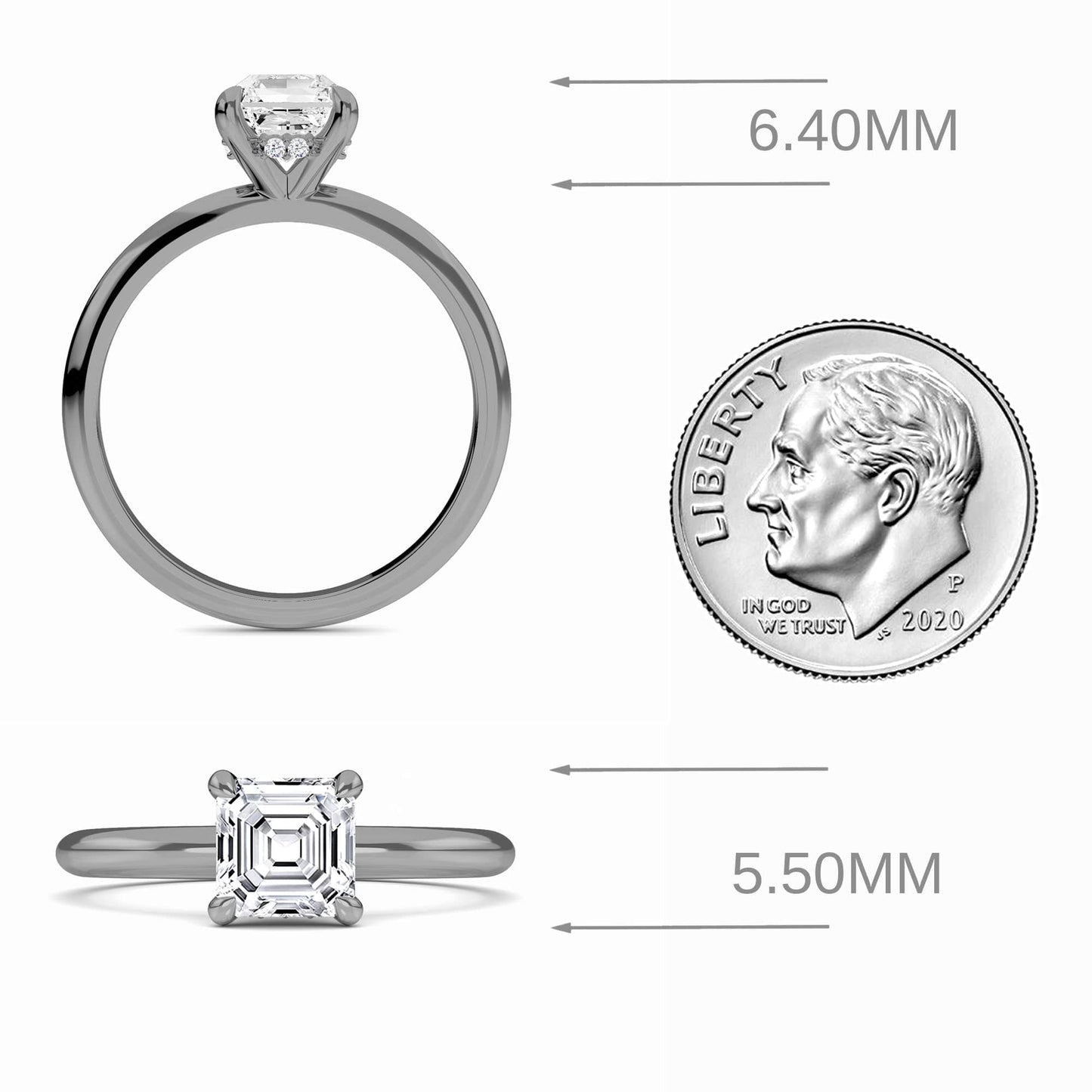 White Diamond Hidden Halo Solitaire Engagement Ring - Harmony