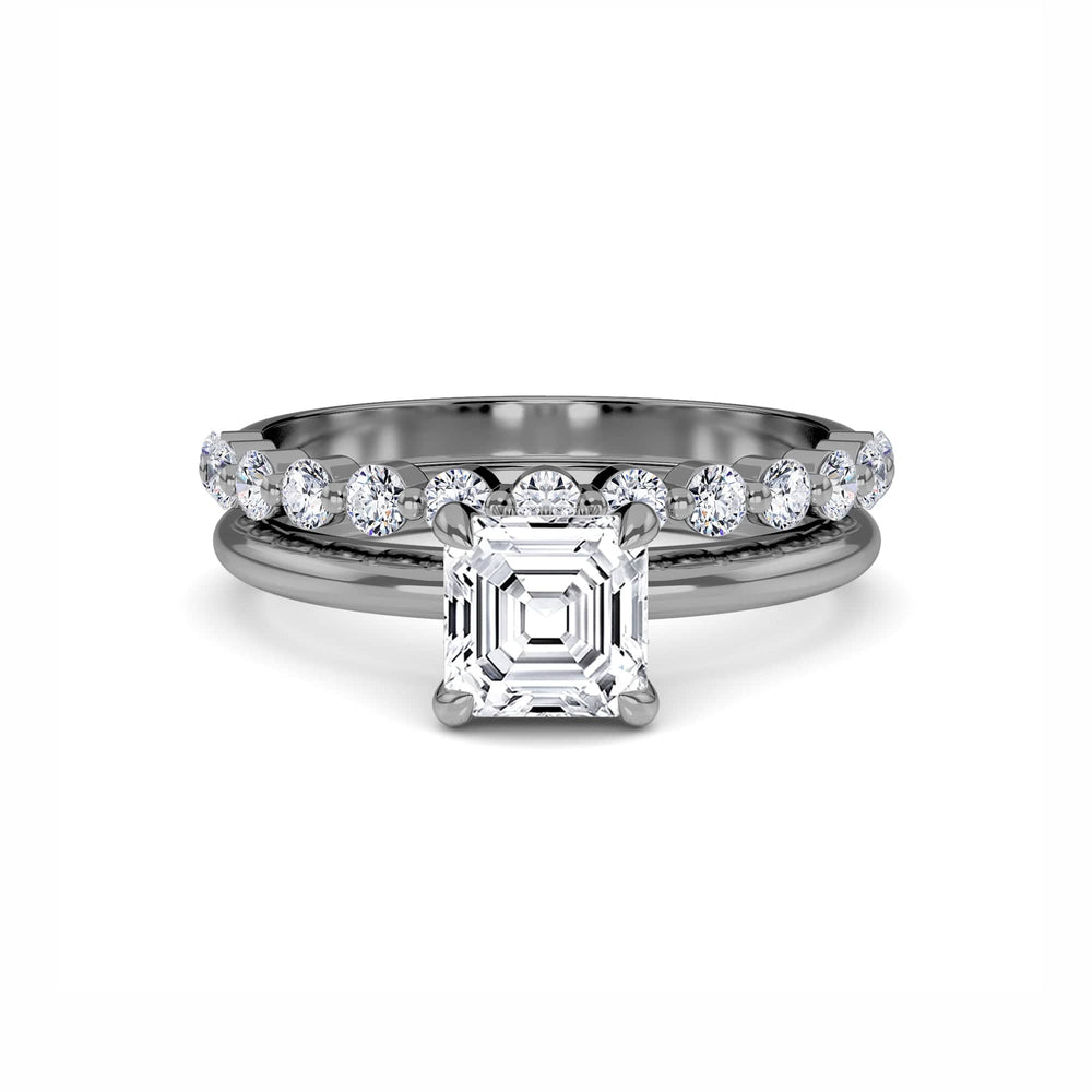 White diamond hidden halo bridal solitaire engagement ring