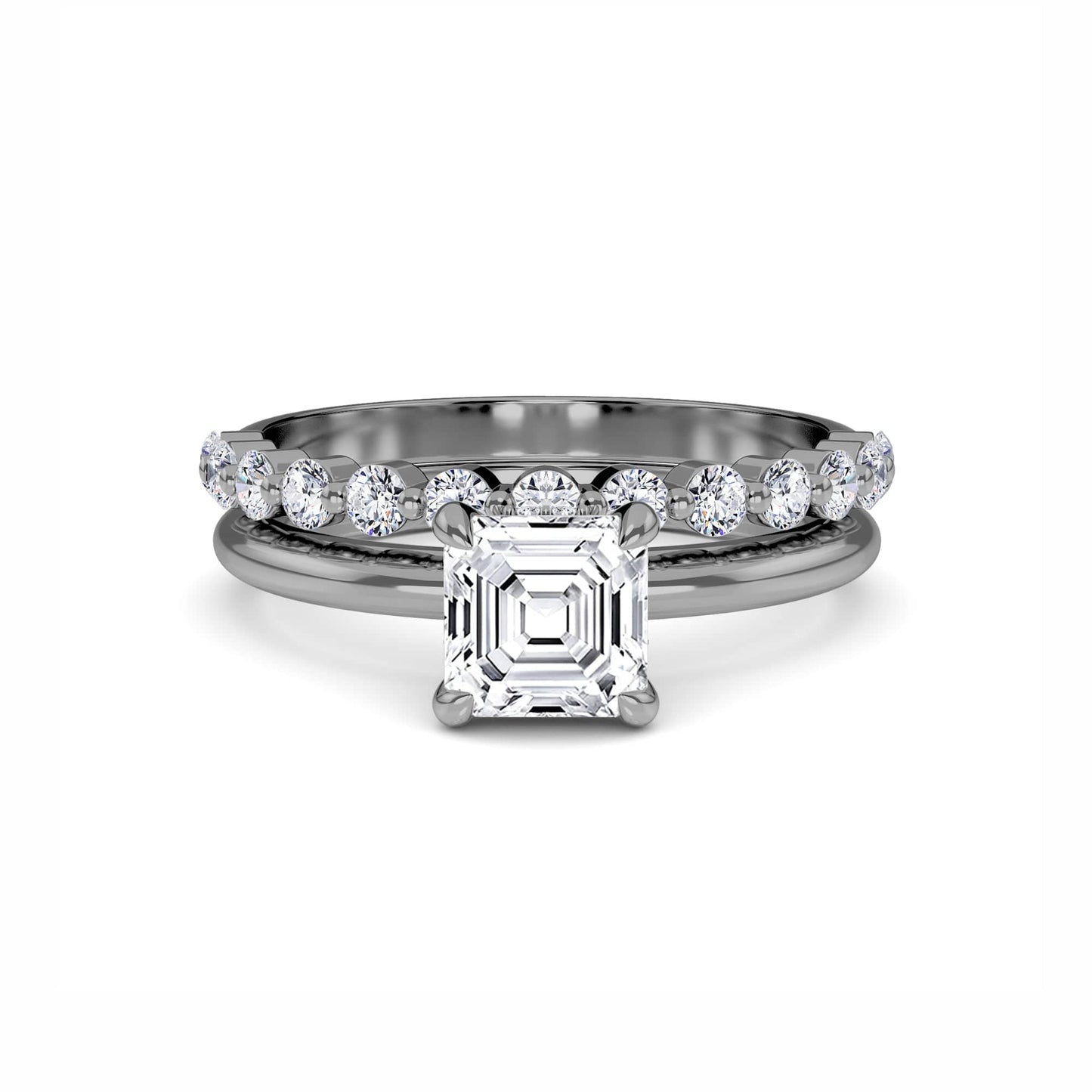 White Diamond Hidden Halo Bridal Solitaire Engagement Ring - Feiling