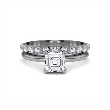 White Diamond Hidden Halo Bridal Solitaire Engagement Ring - Feiling