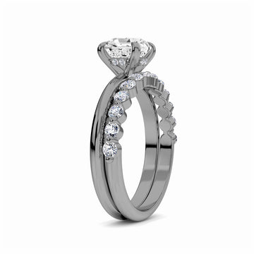 White Diamond Hidden Halo Bridal Solitaire Engagement Ring - Feiling