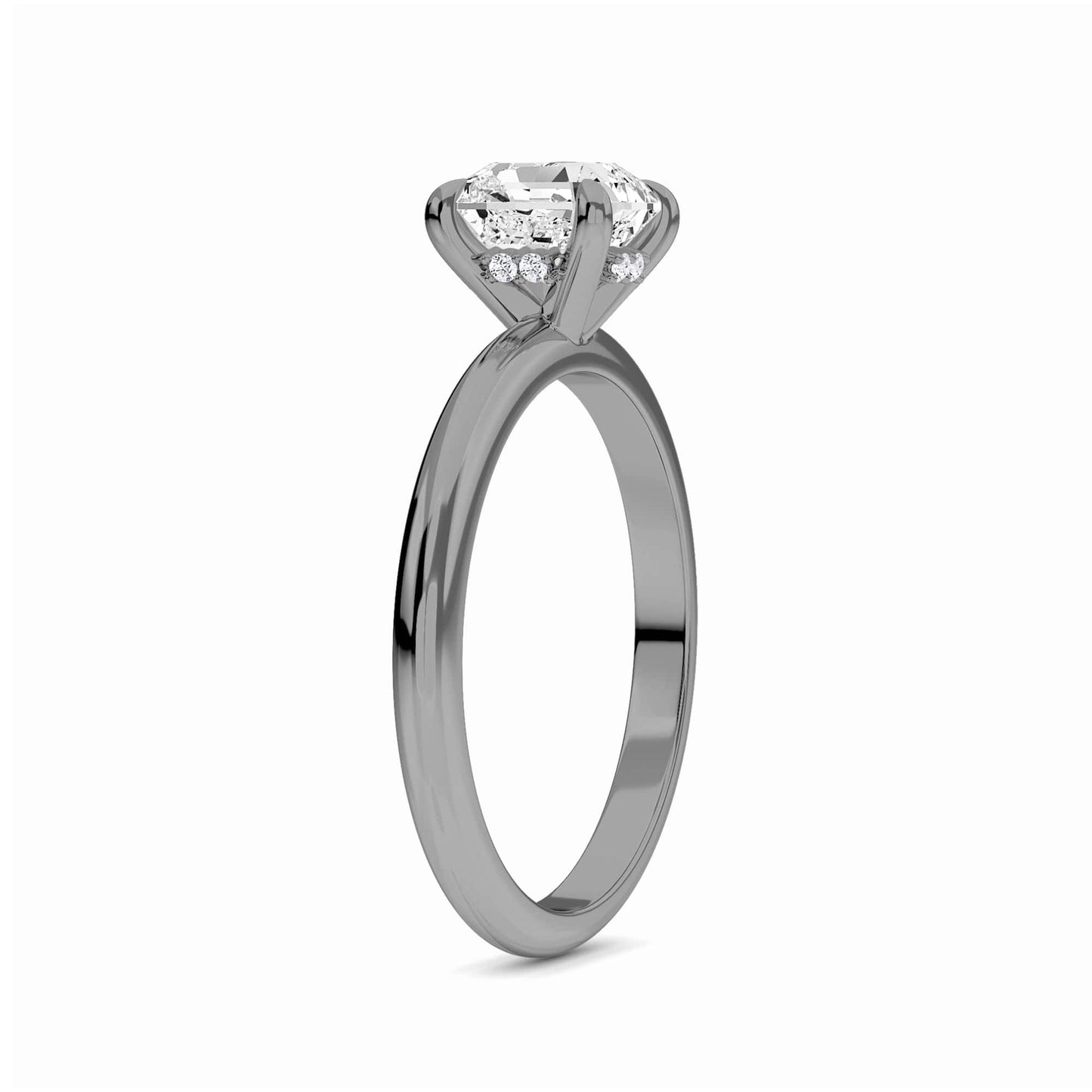 White Diamond Hidden Halo Bridal Solitaire Engagement Ring - Feiling