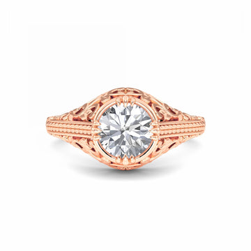 White Diamond Ornate Vintage-Inspired Engagement Ring - Allison