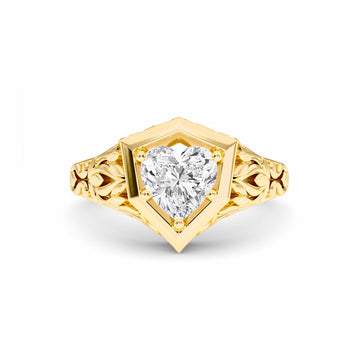 White Diamond Vintage-Inspired Hexagonal Bezel Engagement Ring - Isabelle