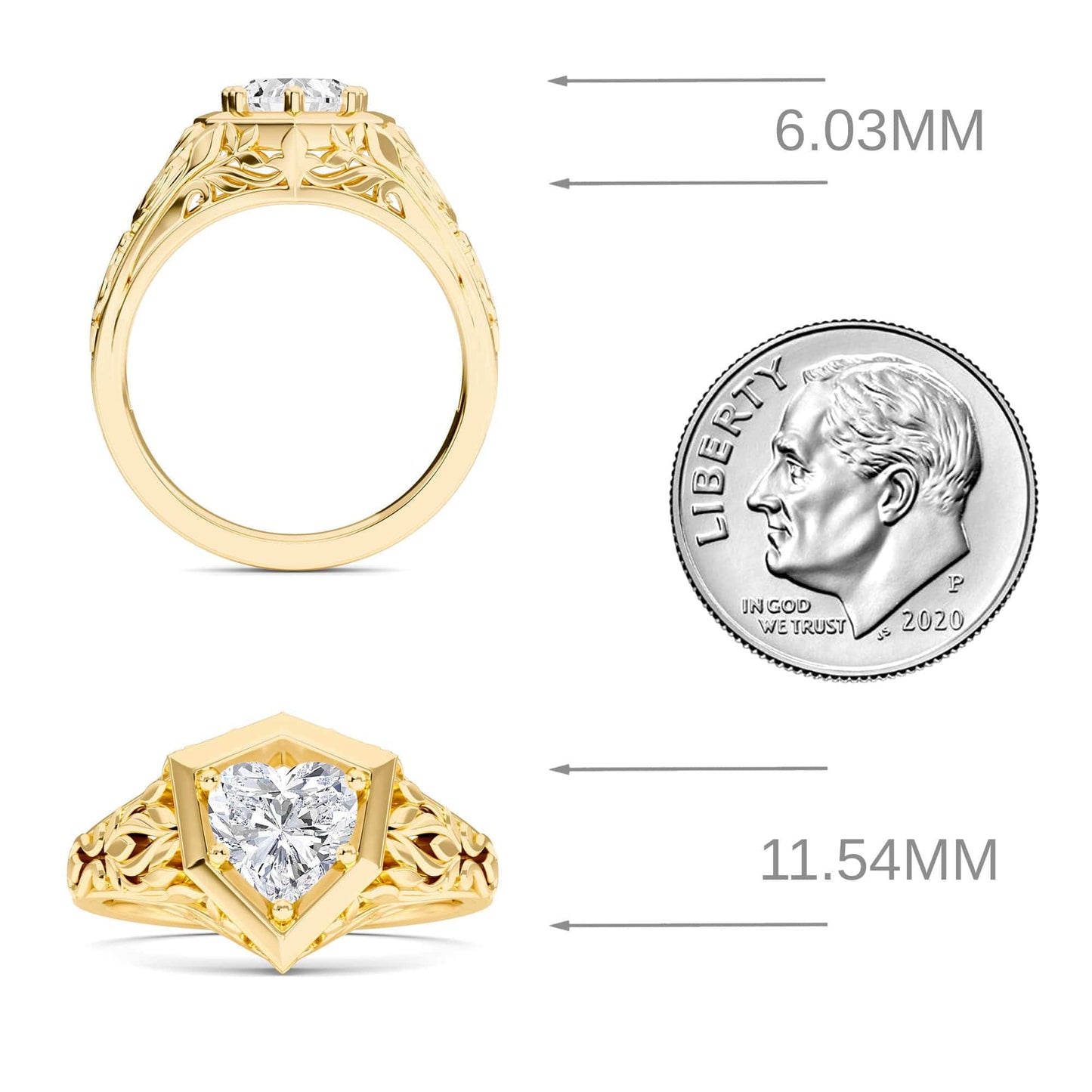 White Diamond Vintage-Inspired Hexagonal Bezel Engagement Ring - Isabelle