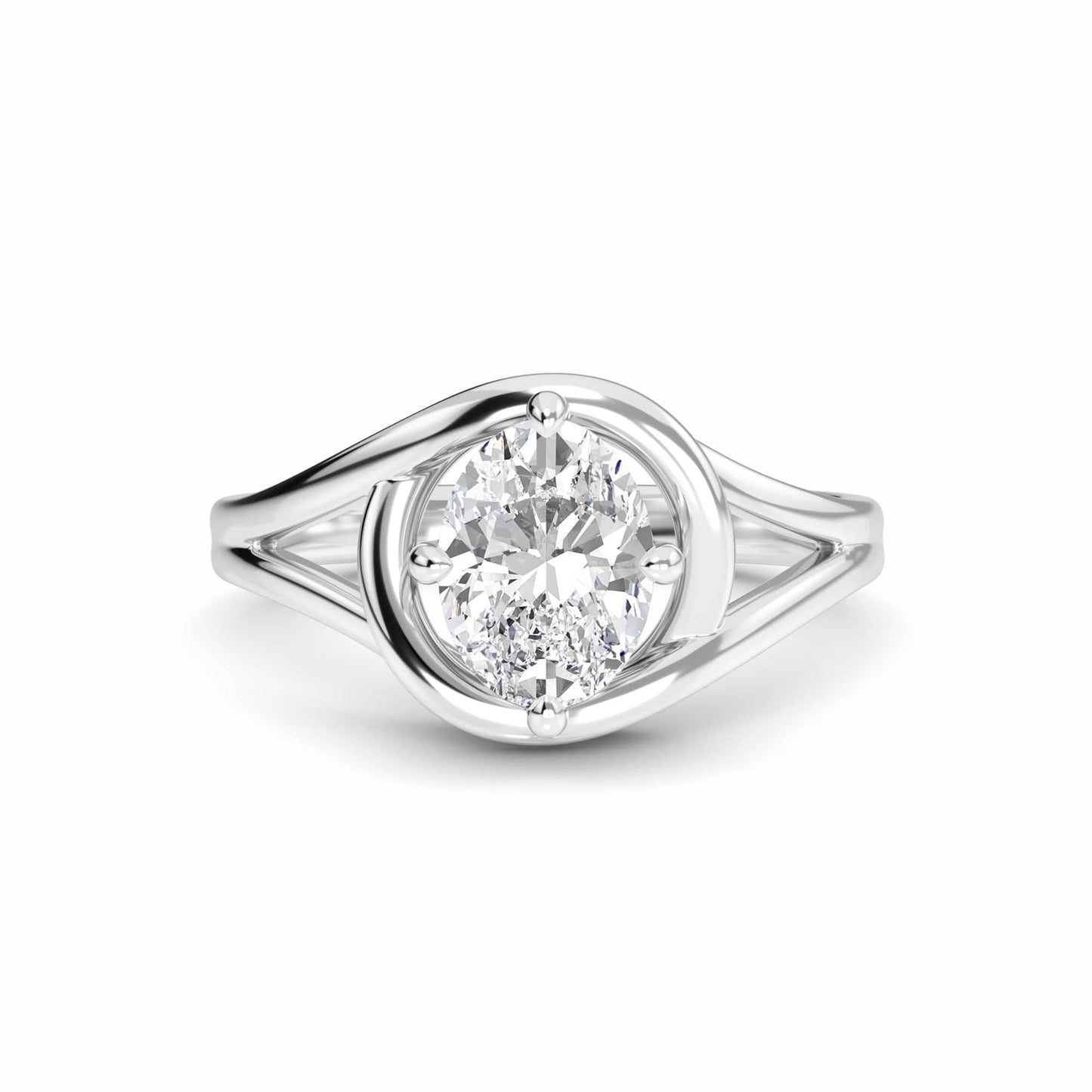 White Diamond Solitaire Split Shank Engagement Ring - Arianna